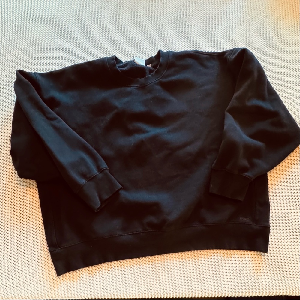 TNA Sweatfleece Cozy Fleece Boyfriend Crewneck Sweatshirt Black 2XL
